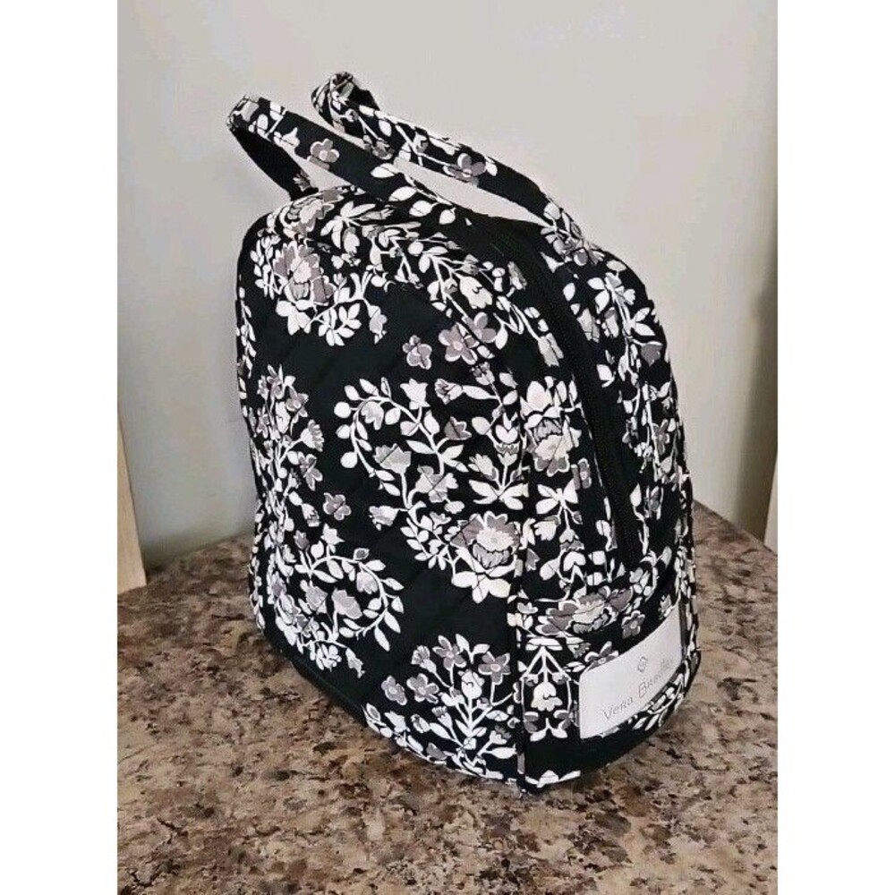 Classic Vera Bradley Quilted Thermal Lunch Bag Black & White Chandelier Noir EUC
